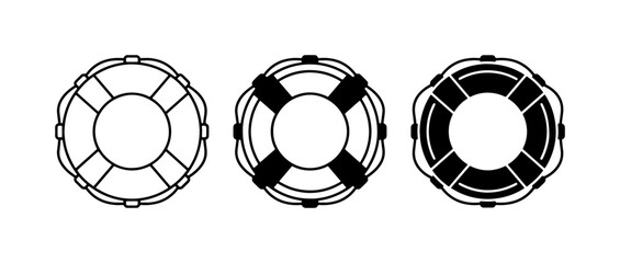 Life Buoy Icons, Safety Ring Symbols, Marine Rescue Equipment Vector Set © Anik