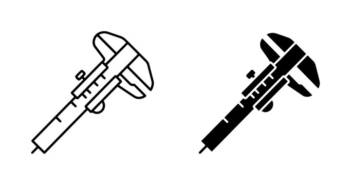 Caliper Vector Icons, Precision Measurement Tools, Engineering and Technical Symbols