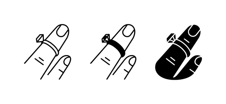 Diamond Ring Sizing Icons, Finger Jewelry Fit Guide, Engagement Band Measurement Set