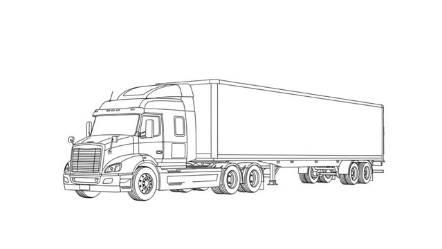 A 2D CAD drawing of a large truck on the road