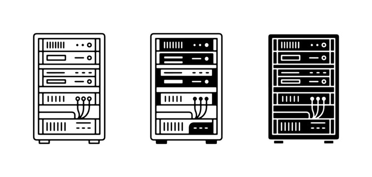 Server Rack Icons, Data Center Equipment, Network Hardware, Technology Infrastructure