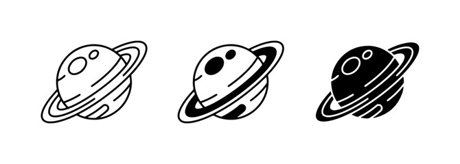 Planet Icons, Saturn Vector Graphics, Space Symbols Set, Celestial Body Illustrations, Cosmic Design Elements, Astronomy Icons © Hanif