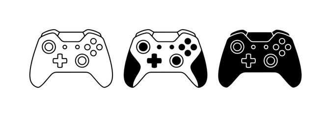Video Game Controllers, Gaming Joysticks, Digital Entertainment Input Devices, Vector Icons © Abu
