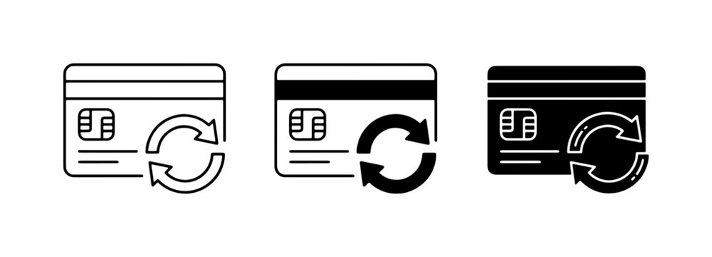 Credit Card Refresh Icons, Payment Update Symbols, Financial Transaction Reload Graphics