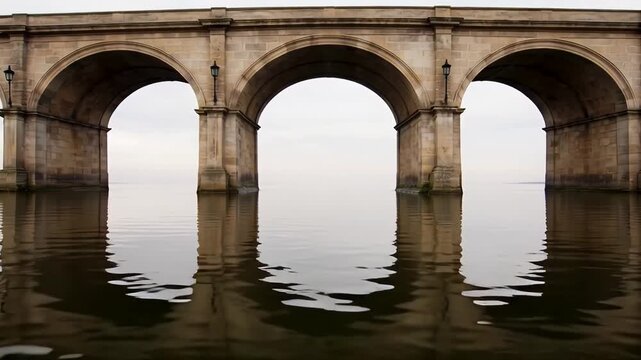 ?Tranquil bridge reflection on calm water captured from different angles