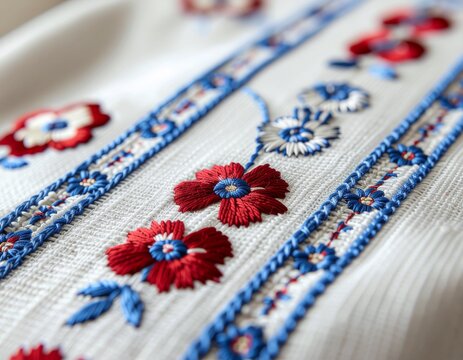 Norwegian Hardanger Bunad Embroidery Detail Macro