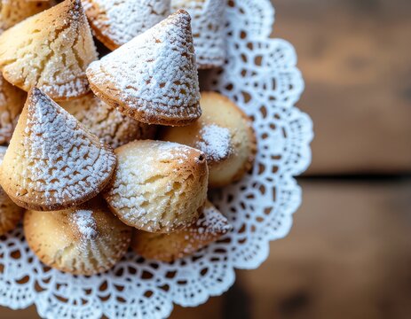 Traditional Norwegian Krumkake Cone Cookies with Cream