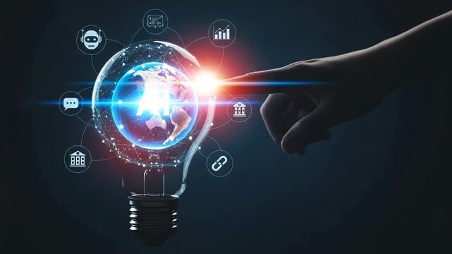 Ai concept with a lightbulb and global network