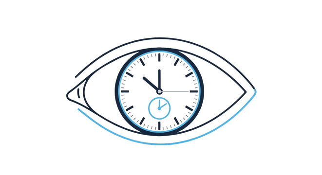A detailed illustration of an eye with a clock inside