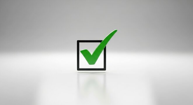 Green Check Mark Inside a Square Box on a White Background 1.