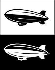 Minimalist zeppelin icon or logo, with original and inverted design © Bambang