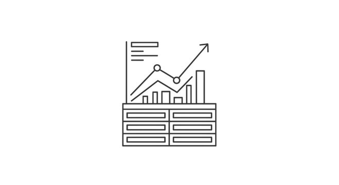 Financial Growth Chart Icon: Upward Trend Bar Graph and Line Data Analysis