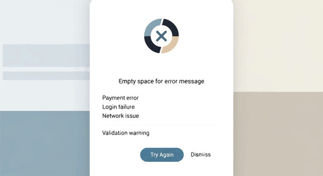 Error message popup appears on screen with Try Again button