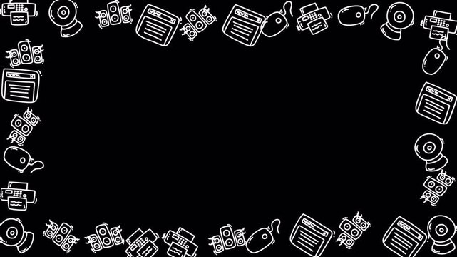 Computer Hardware Icons Pattern Loop 4k on transparent background