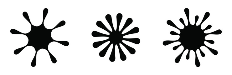 Obraz premium Set of three geometric organic black ink splash shapes.