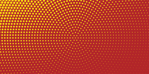 Obraz premium Halftone Circle Background, Abstract Dotted Background, Dots on Red Background, Halftone Effect, Comic Book Retro Print, Pop Art Style, Red and Yellow, Pattern with Circles, Dots, Vector illustration