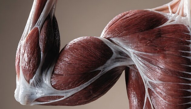 Close-up of human arm muscles and tendons, anatomical detail