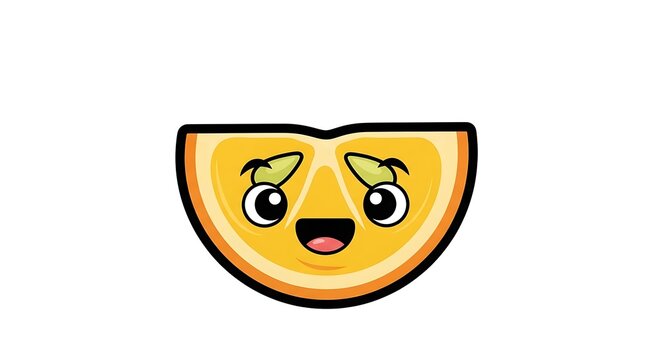 Funny orange cartoon face emoticon.