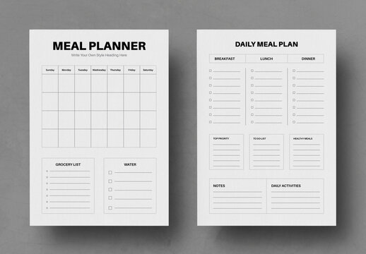Minimal Daily Meal Planner Template Layout