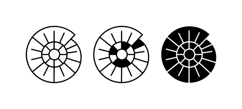 Ammonite Fossil Icons, Spiral Shell Vector Graphics, Ancient Nautilus Symbols