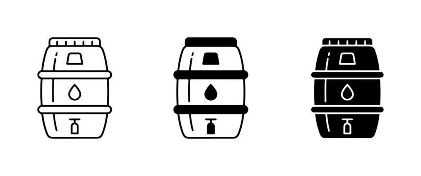 3 Barrel Icons: Liquid Storage, Oil Drums, Water Containers, Industrial Barrels, Fluid Transport
