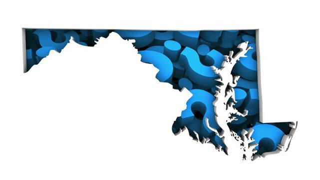 Maryland MD State Map Question Marks Ask FAQs Best Place Location 3d Animation