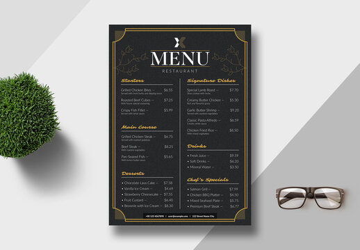 Restaurant Menu Template Layout