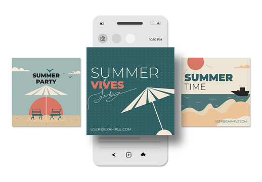 Summer Camp Social Media Post Template Design