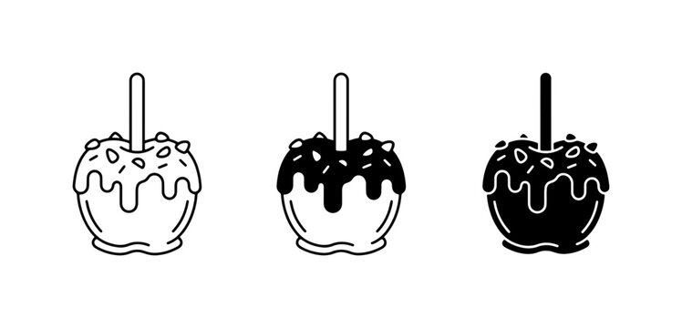 Candy Apple Icons, Sweet Treat Vector Graphics, Confectionery Art Set