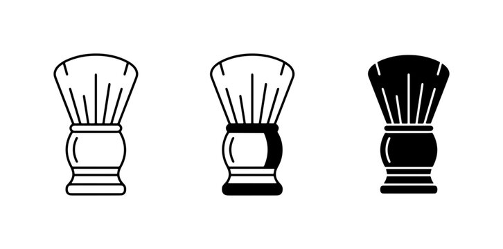 Shaving Brush Icons: Classic Grooming Tools, Vintage Barber Supplies, Retro Shave Brushes