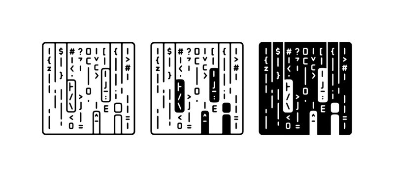 Abstract Digital Circuit Board Icons, Technology Data Flow, Binary Code Pattern Vector Set