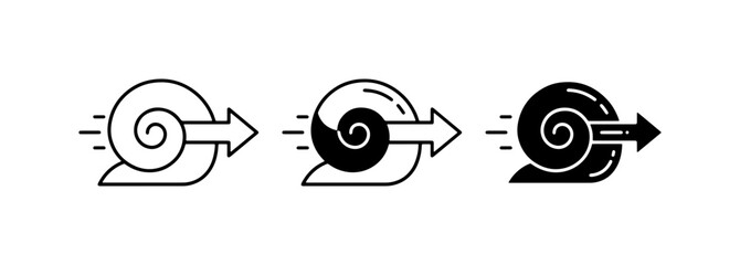Snail Icon Set, Slow Progress, Speed Concept, Vector Graphics, Minimalist Design © Golam
