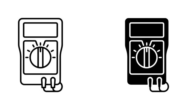 Digital Multimeter Icons, Electronic Measurement Tools, Electrical Testing Devices, Vector Graphics