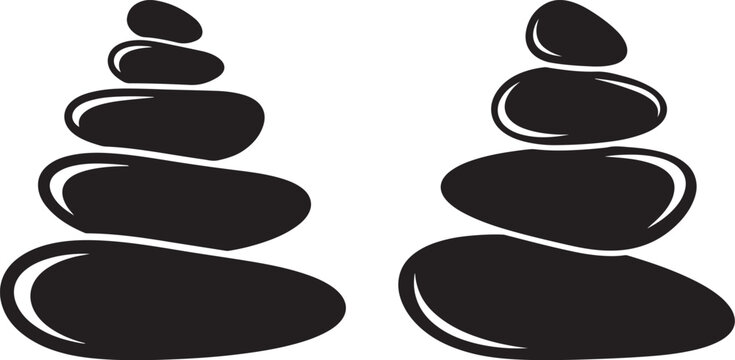 Zen stone balance silhouette, meditation and calm concept