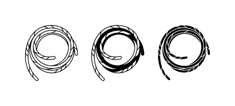 Coiled Rope Vector Icons, Nautical Twine Graphics, Marine Cord Illustrations