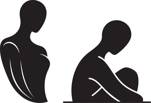 Support and comfort people silhouette, emotional care concept