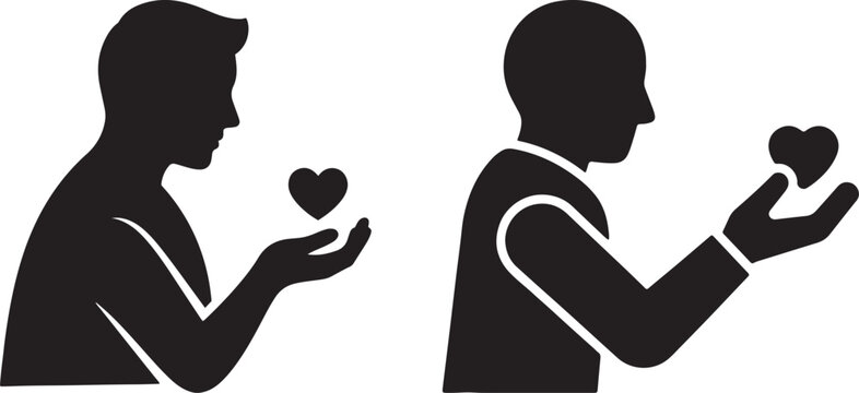 Giving support silhouette, kindness and care concept