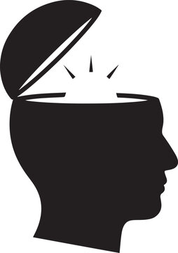 Mind opening silhouette, inspiration and insight concept