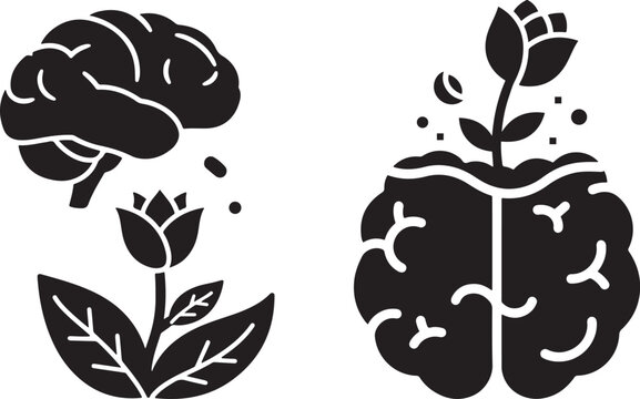Growing mind silhouette, mental wellness and growth concept
