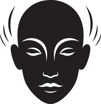 Relaxed face with waves silhouette, stress relief concept
