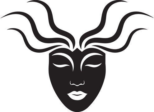 Serenity face silhouette, calm and peaceful mood concept
