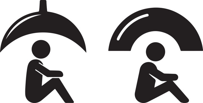 Care and protection people silhouette, supportive shelter concept