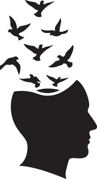 Free mind silhouette, liberation and mental clarity concept