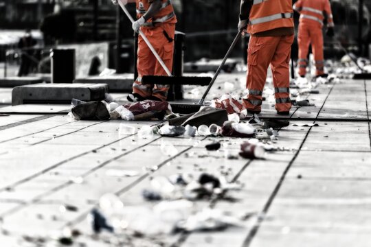 Street sweeper at work, Hamburg, Germany