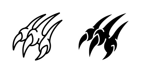 Jaguar Paw Print Vector, Animal Claw Mark, Wild Cat Footprint Icon, Predatory Scratch Symbol, Black and White © Rahat