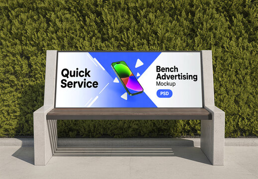 Realistic Park Bench Advertising Mockup