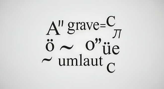 Abstract linguistic diagram featuring German umlaut and grave accent symbols.