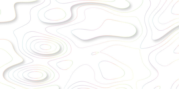 Abstract wavy line 3d paper cut white background with shadows. Abstract realistic papercut decoration textured with wavy layers. Topographic contour lines vector map seamless pattern vector.