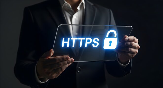 HTTPS security, secure internet connection, data protection, digital safety concept