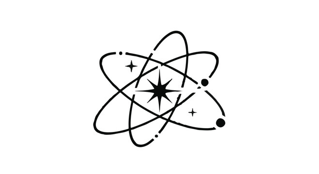 Atom structure featuring orbiting electrons and a central nucleus serves as a clean graphic representation for scientific research, academic education, nuclear energy, and fundamental physics.